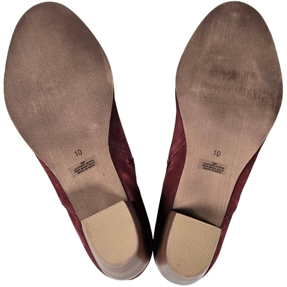 Diba Sleek‎ Bootie Burgundy Suede Leather Ankle Boots Block Heel Size 10